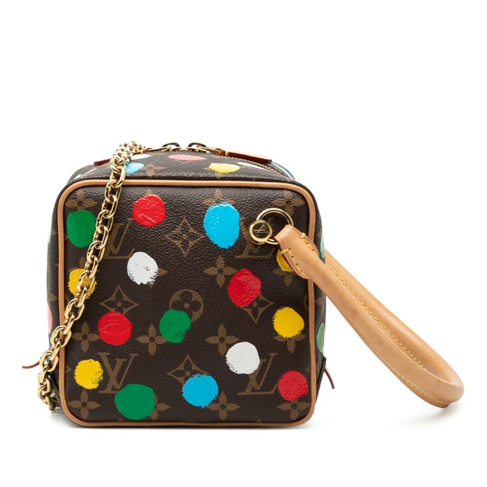 Louis Vuitton Yayoi Kusama Handbag Square Bag Chain Brown Multicolor
